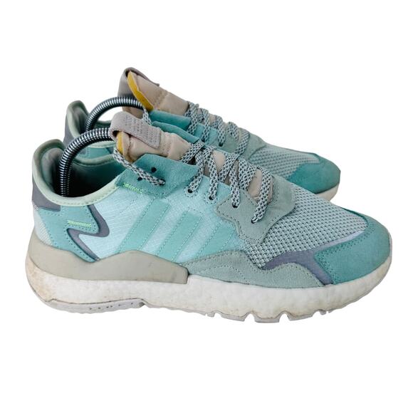 Adidas Nite Jogger‎ Walking Shoes Sneakers Reflective Lace Up Ice Mint Size 9 - Picture 1 of 8